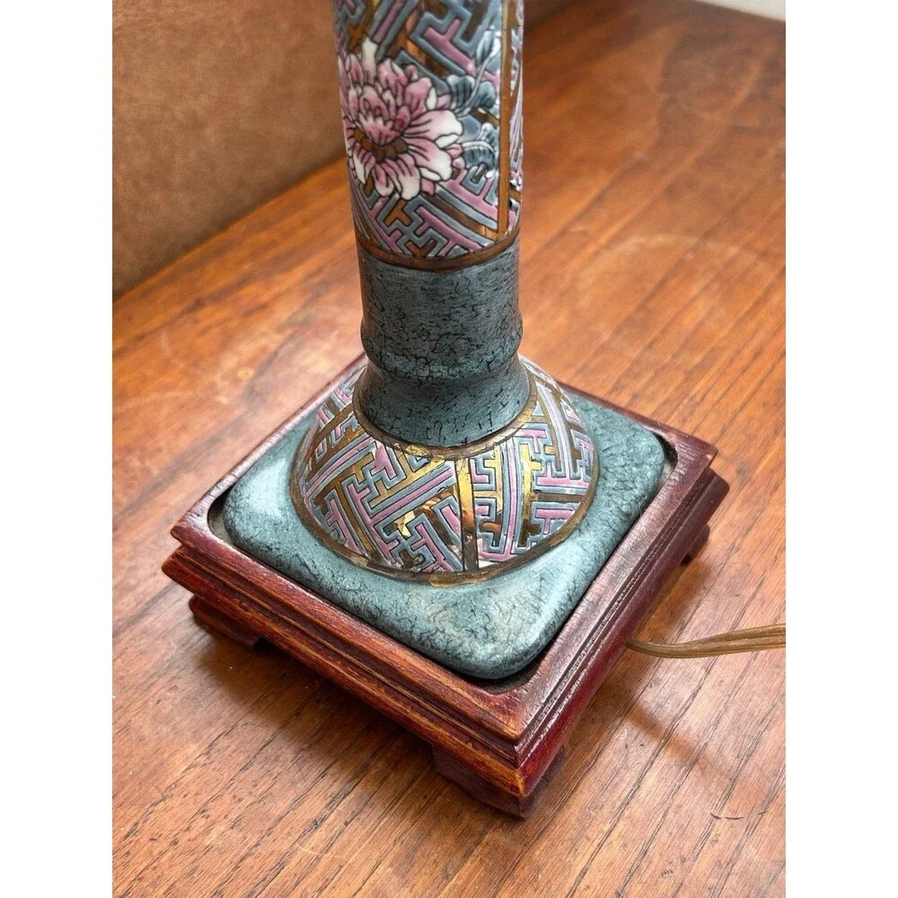 Antique Mid Century Chinese Cloisonne Table Lamp
